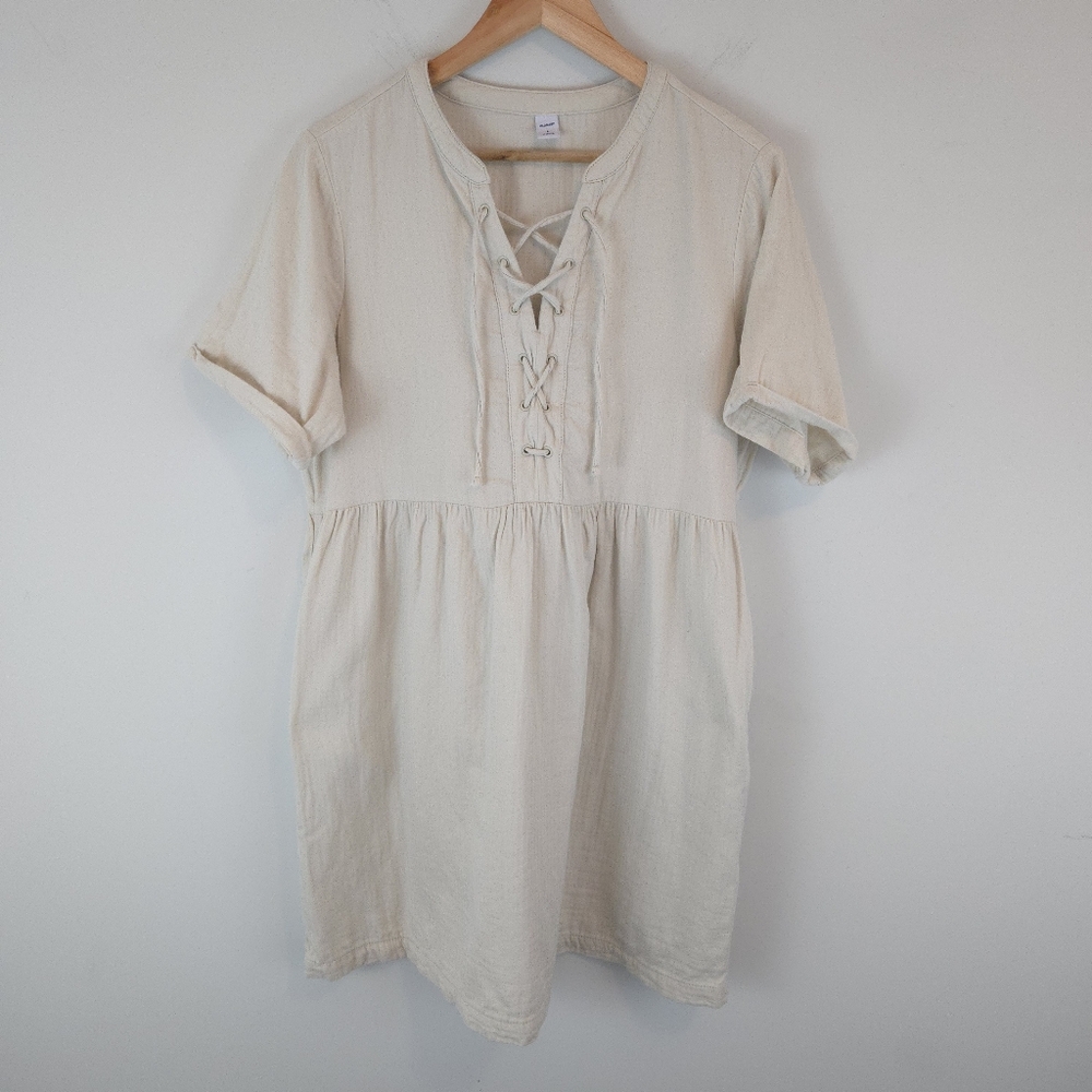 Old Navy Women's Lace-Up Twill Shift Dress